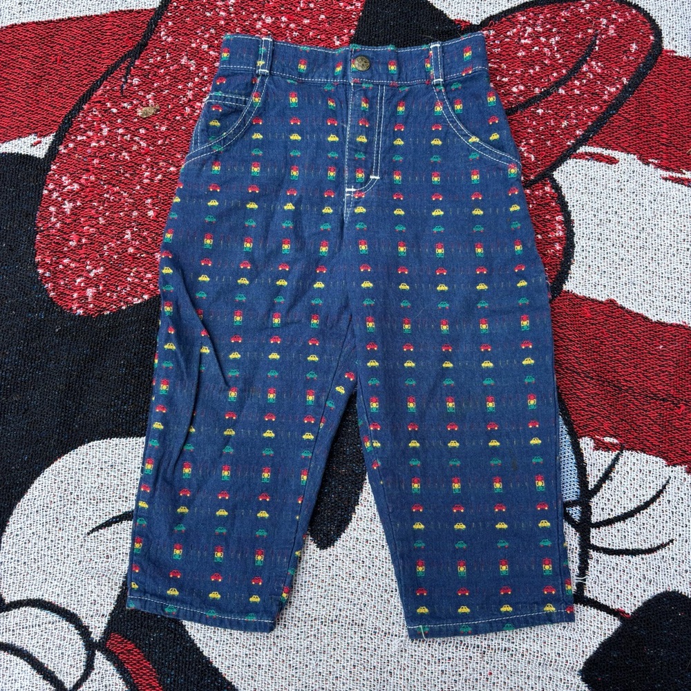 VINTAGE OSH KOSH B GOSH TRAFFIC STOPLIGHT CARS JEANS RARE! SIZE 3T 100% COTTON